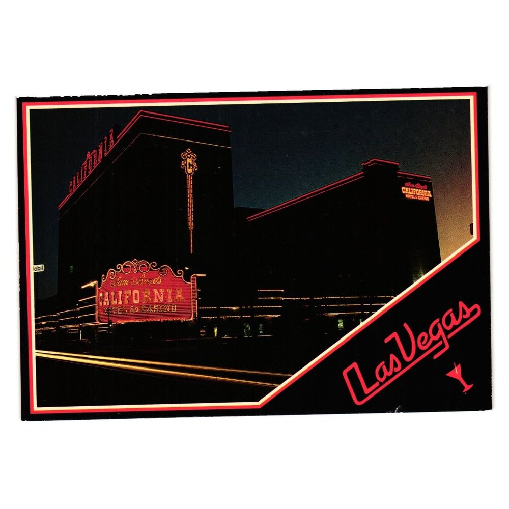 Vintage Postcard California Hotel Casino Las Vegas Night Lights Ogden Street